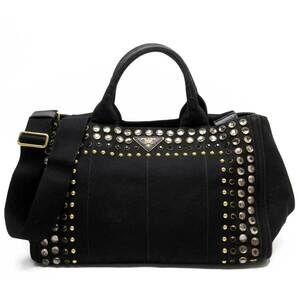 Prada Canapa handbag crossbody shoulder bag clear canvas rhinestones favorite